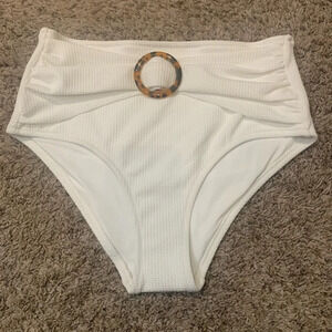 New Old Navy High Waist Ribbed White Bikini Bottom size M